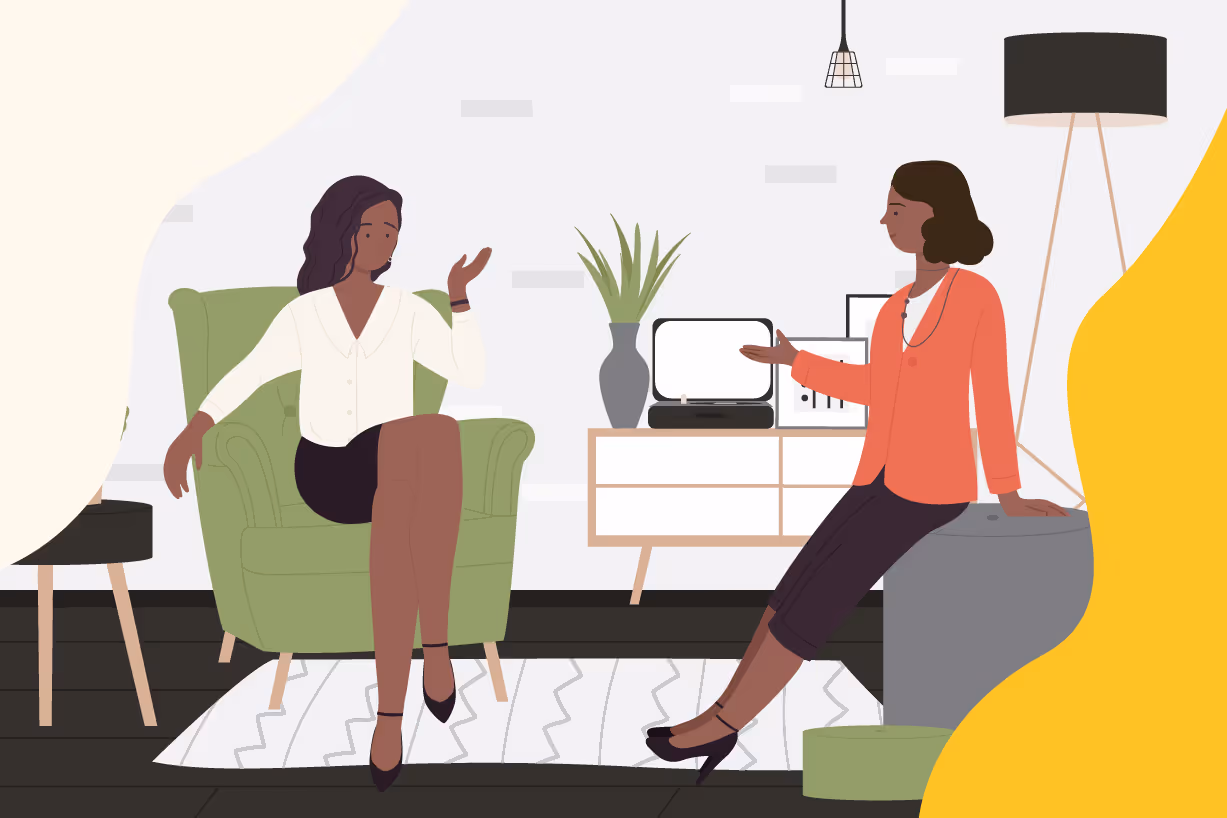 illustration of woman talking to therapist