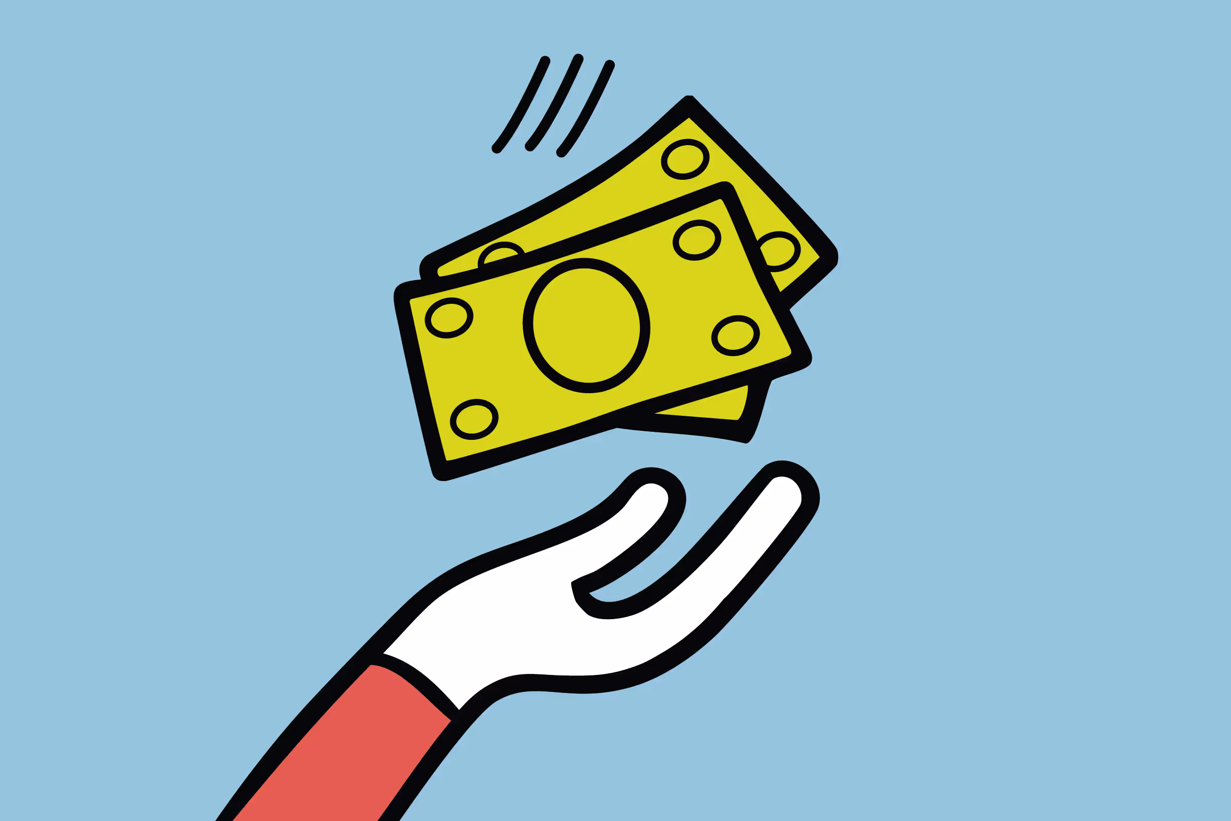 Hand receiving cash