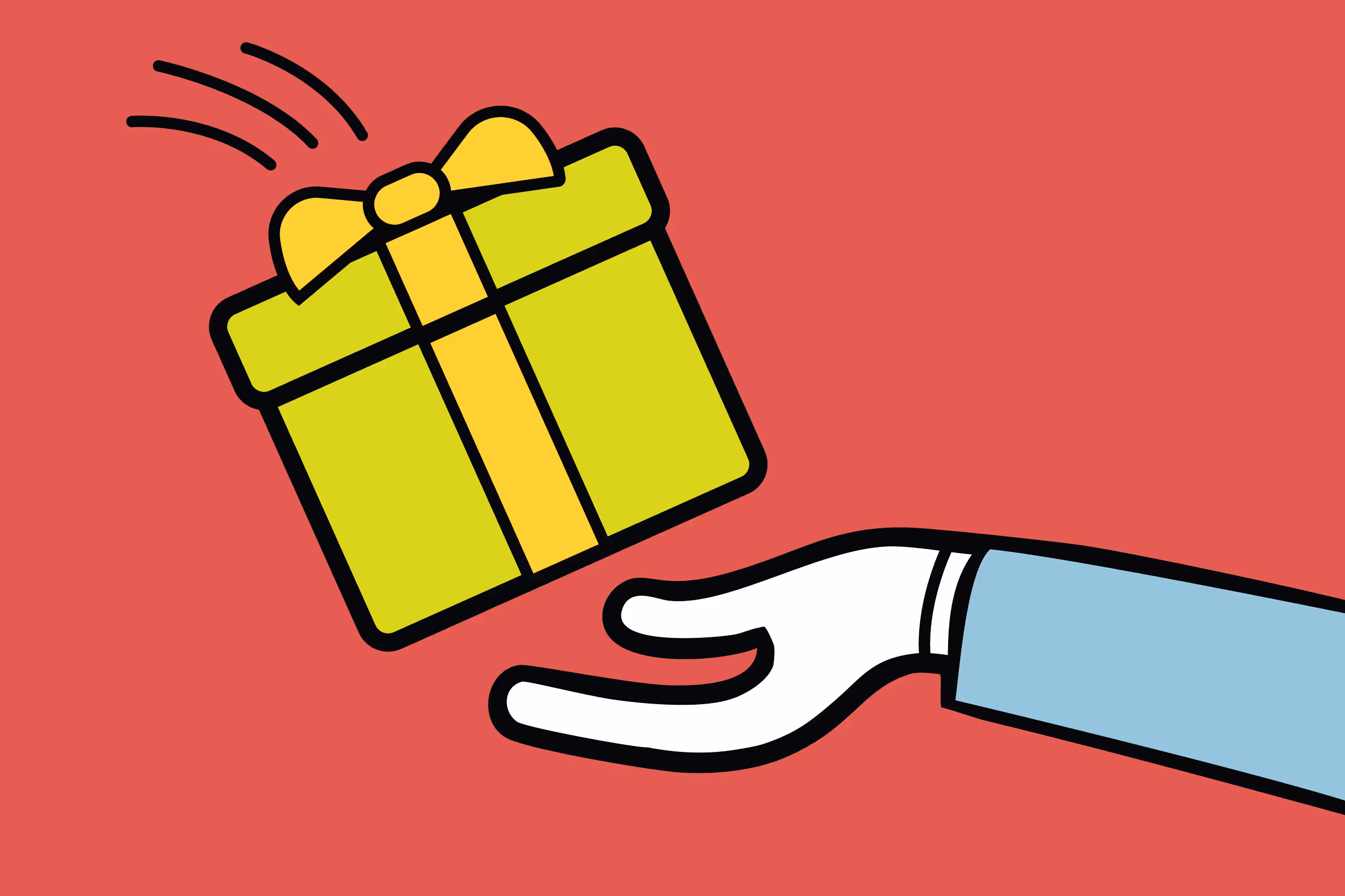 Hand receiving wrapped gift