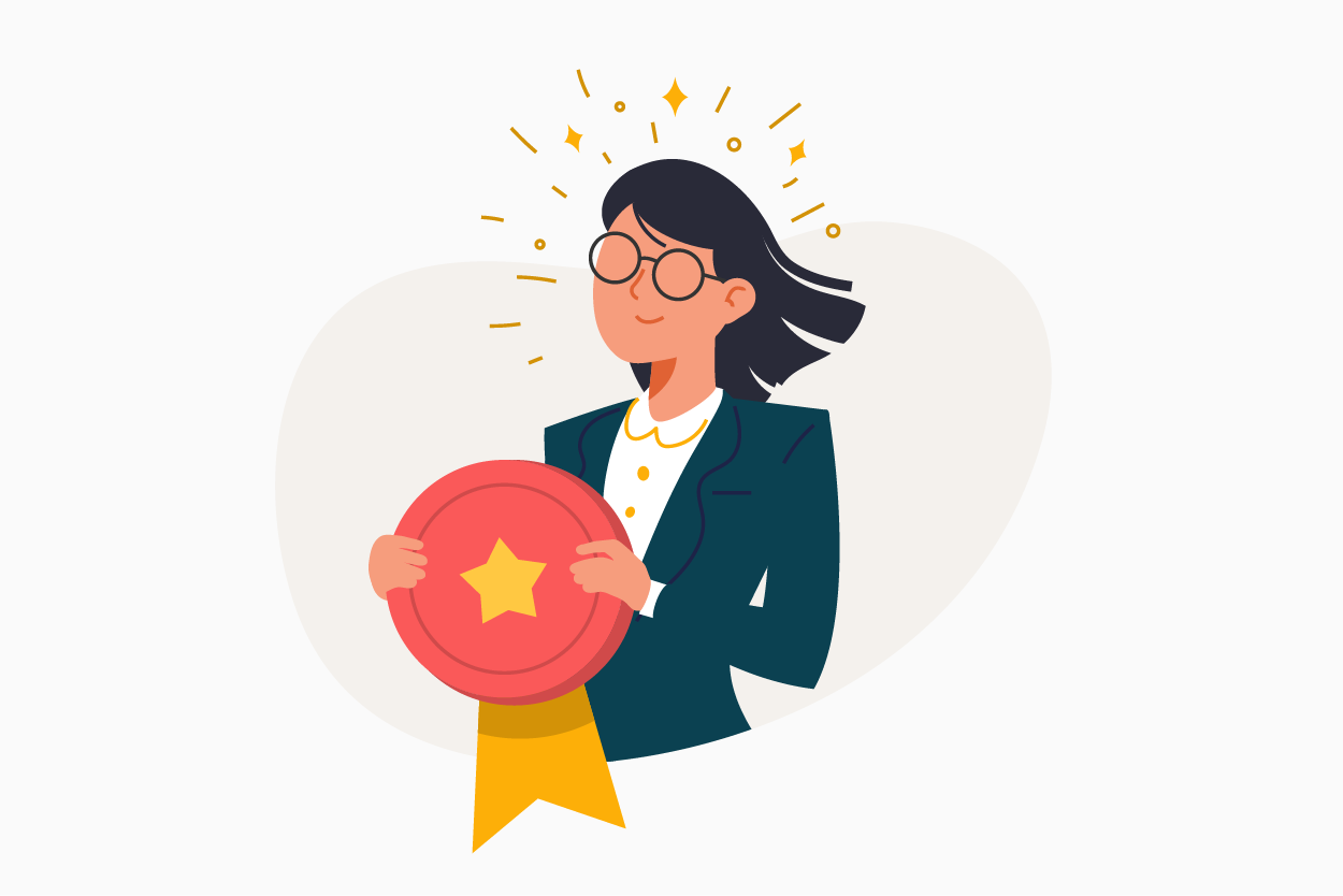 Illustration of an employee receiving an award