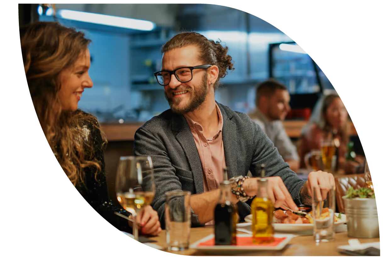 Image of man enjoying a meal at a restaurant