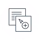 Cursor hovering over a document icon with a plus sign indicating create or add new file.