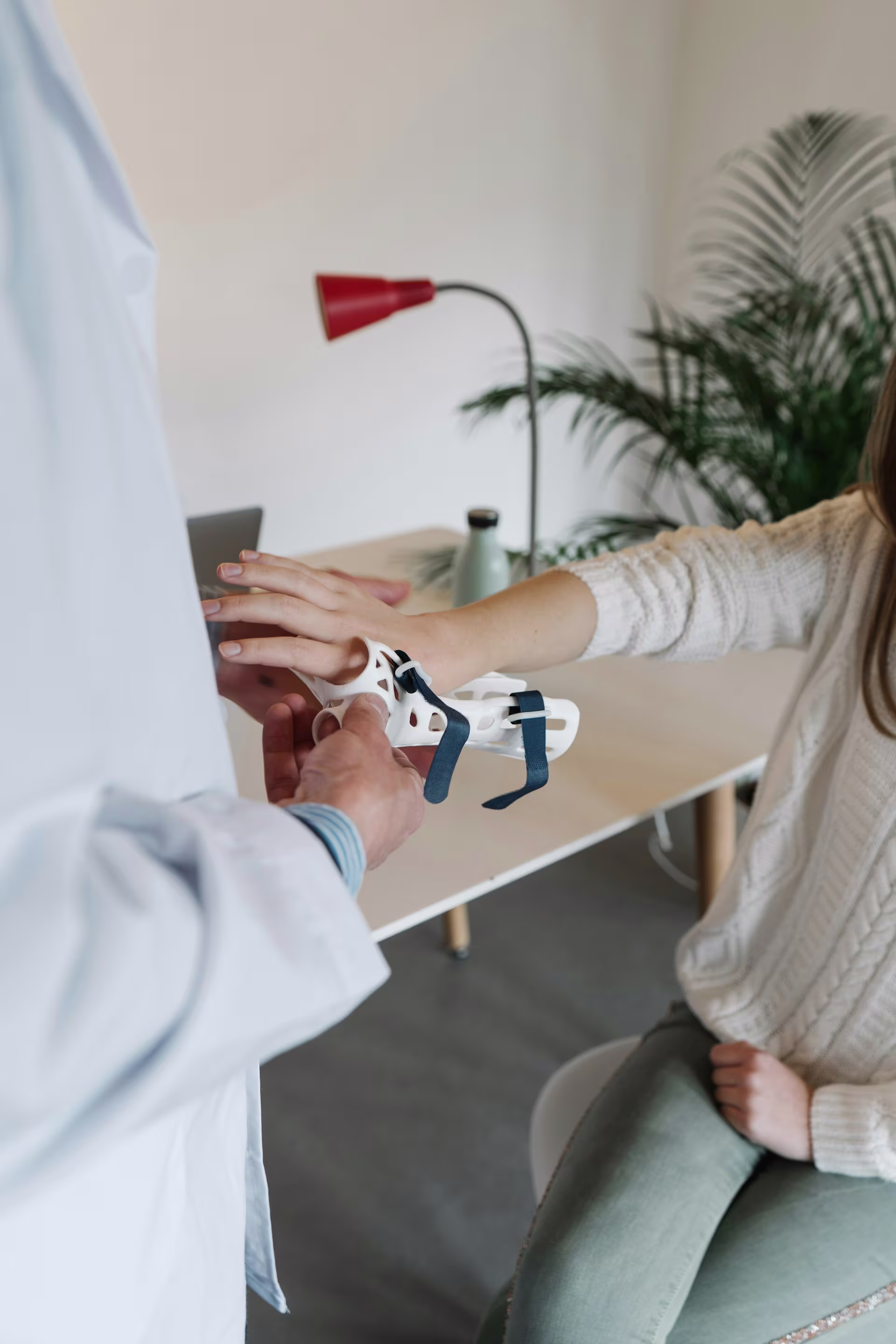 Patient being fitted with cast