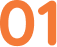 Orange number zero one on white background.