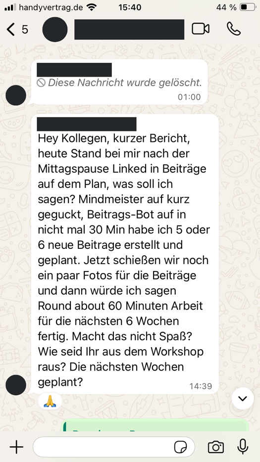 RWKMP Referenz - WhatsApp Chat Screenshot