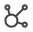 Icon with three connected dots forming a network or sharing symbol.