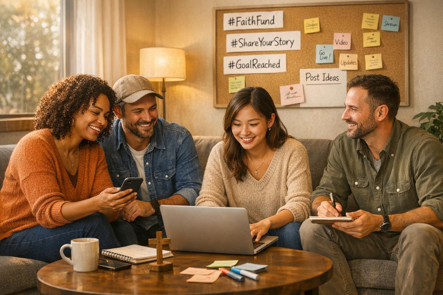 Actionable social media tactics for faith-based crowdfunding: storytelling, live events, Facebook tools, hashtags, paid ads, and expert support.