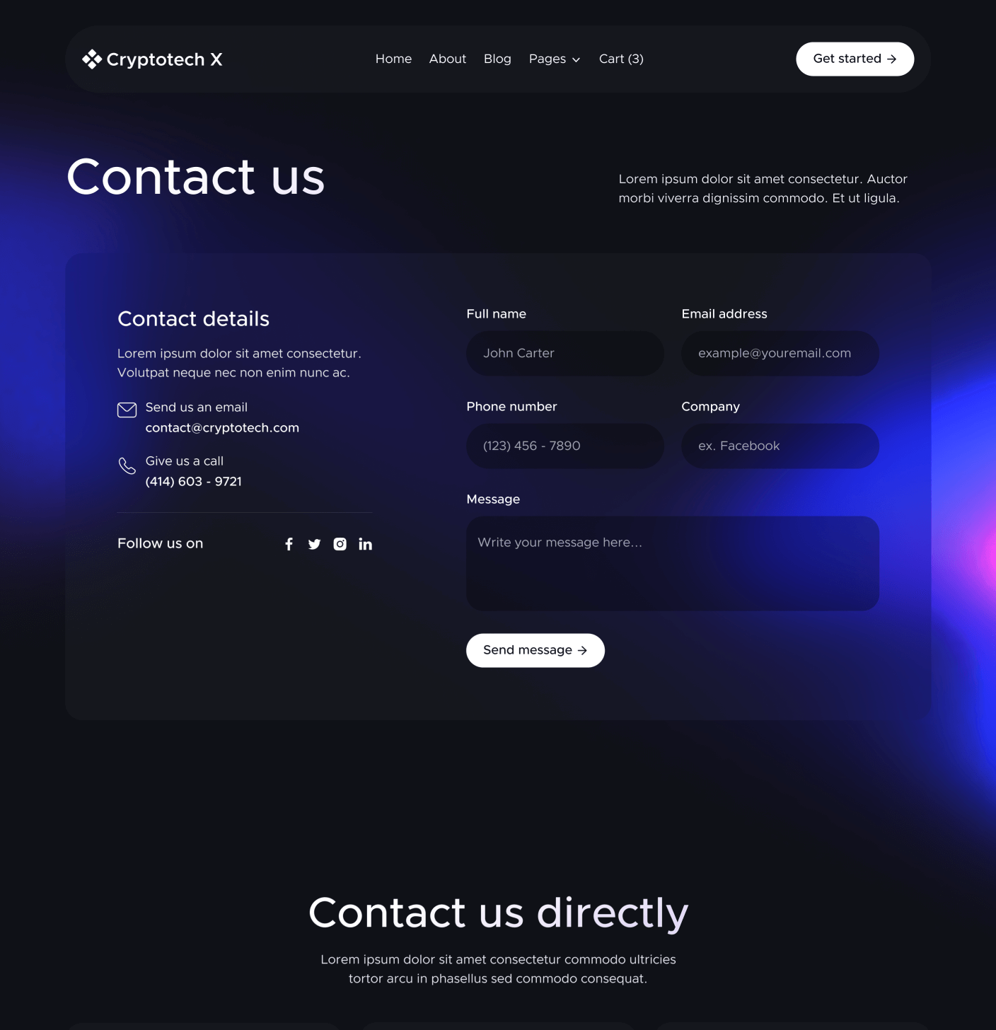 Cryptotech X - Contact V1 Main Page - Crypto Webflow Templates