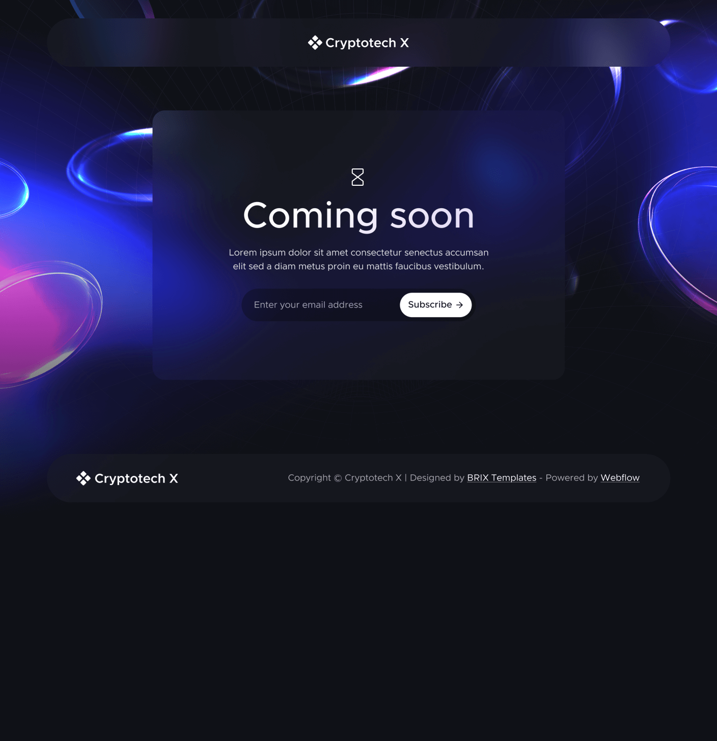 Cryptotech X - Coming Soon Utility Page - Crypto Webflow Templates