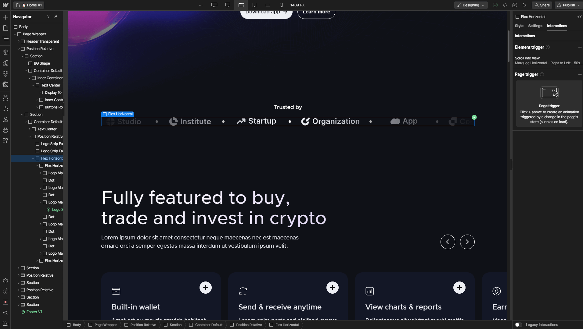Animations - Cryptotech X Webflow Template