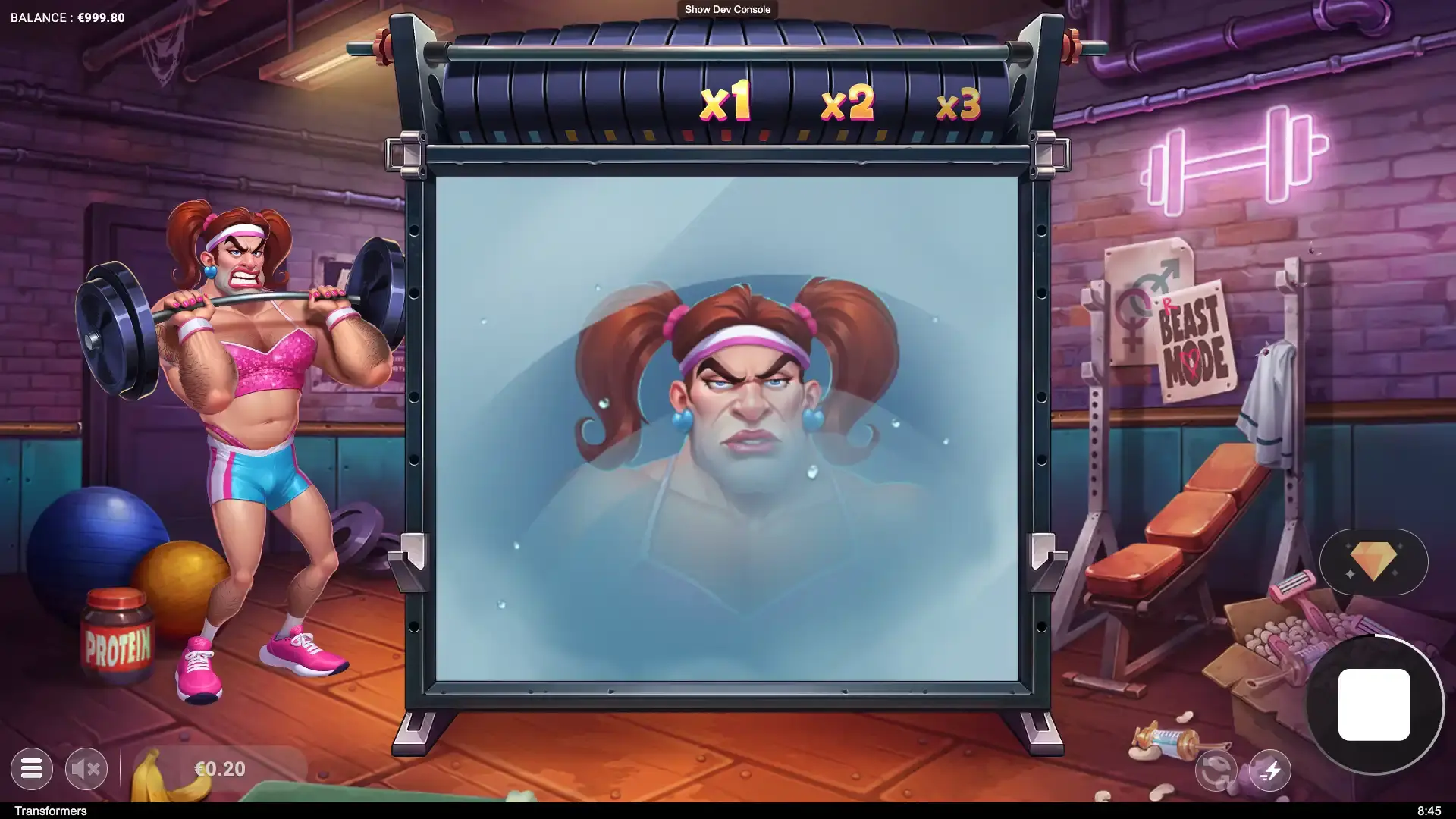 Transformers slot mystery spin with character face reveal animation in frosted window.