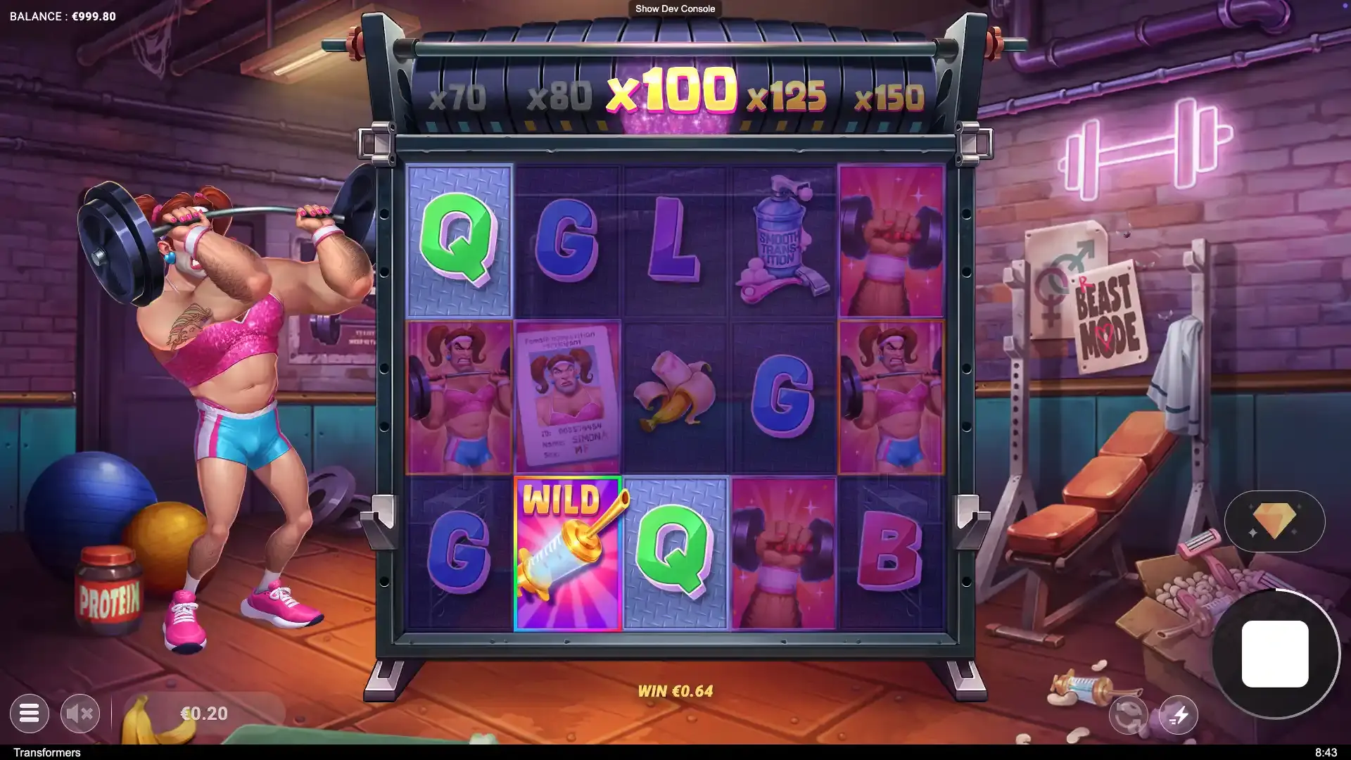 Transformers slot reels with ultra progressive multiplier reaching x100 above game grid.