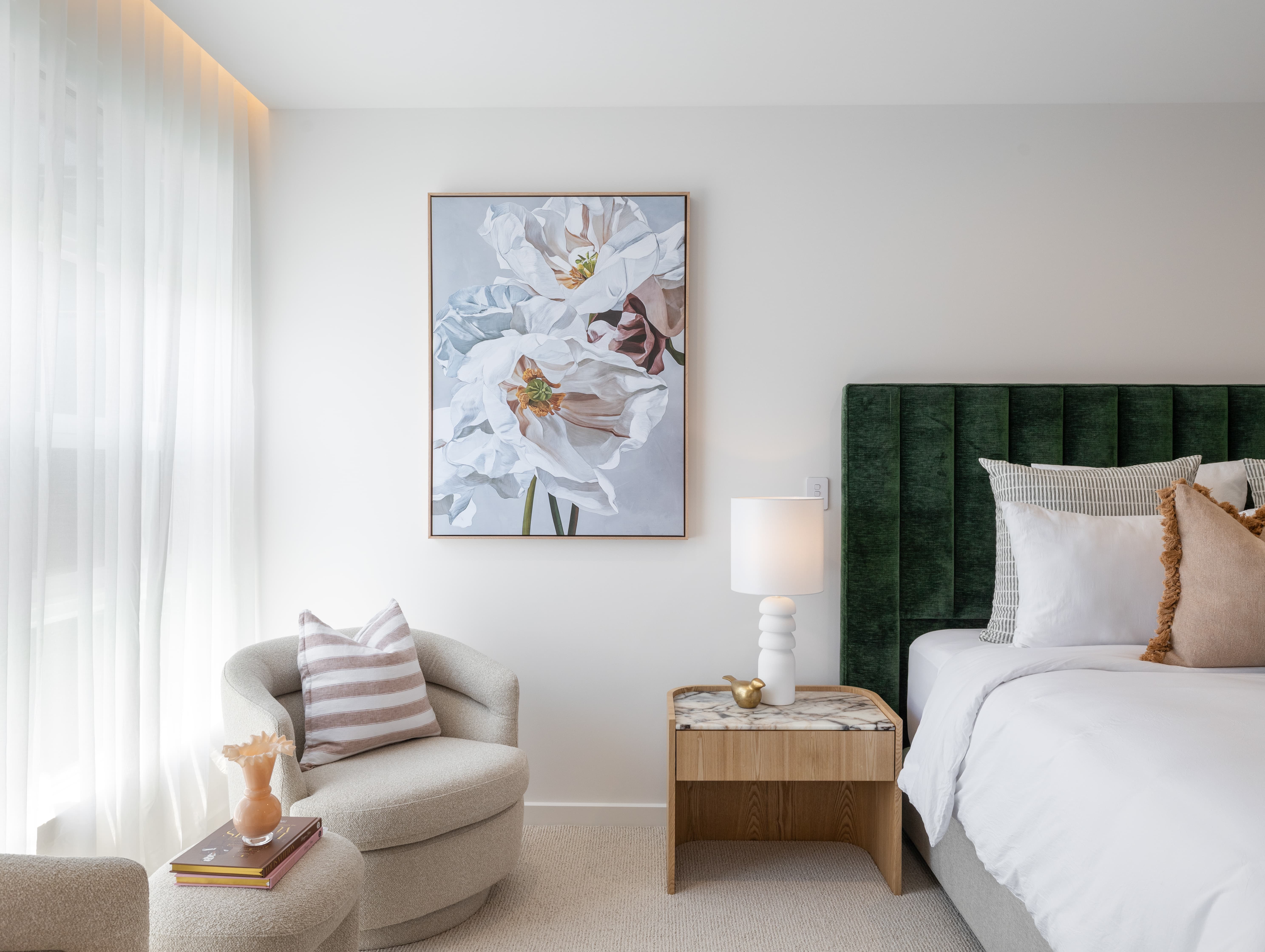 gallery wall arrangement installed in Brisbane living room