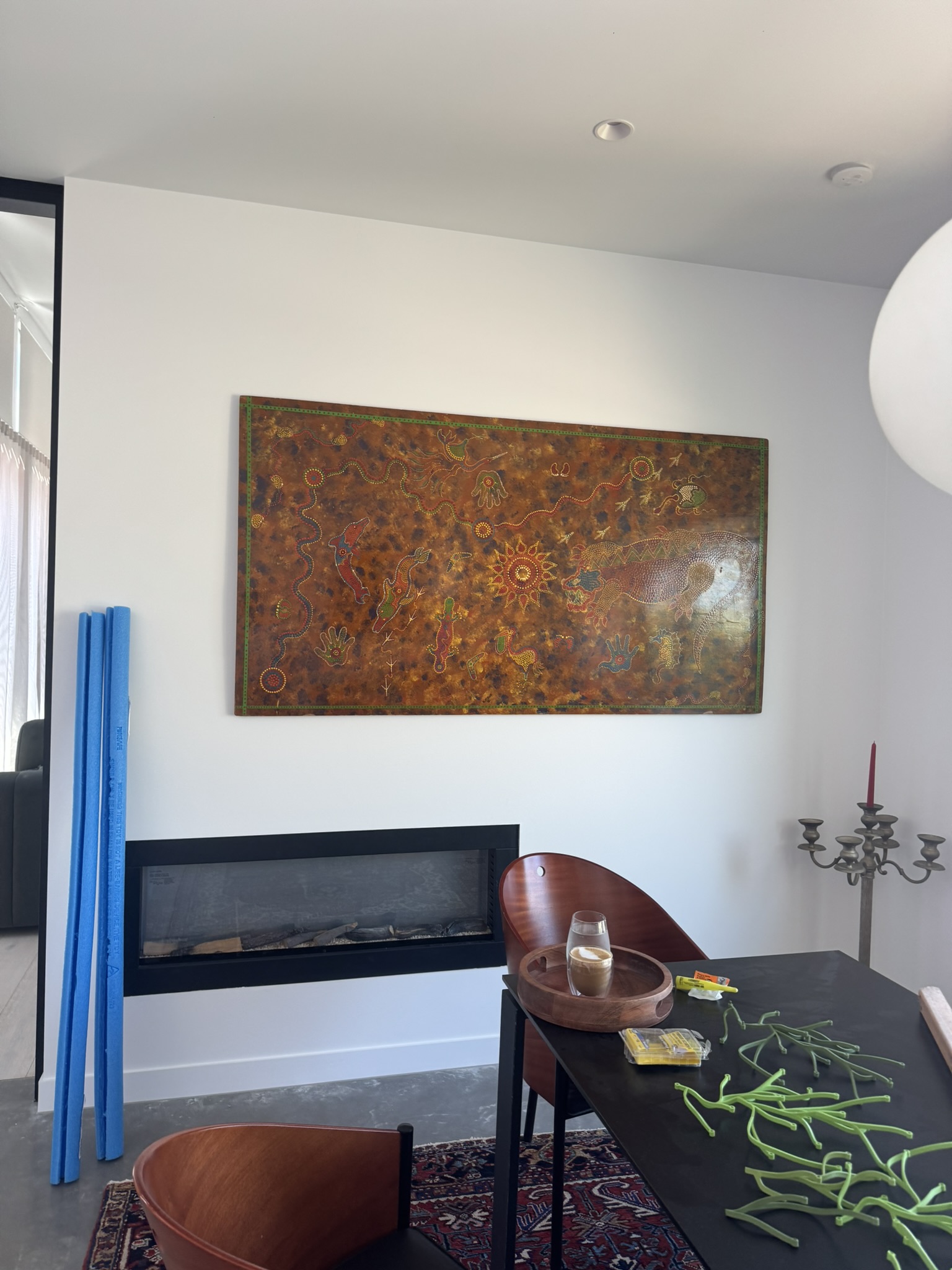 framed art wall installation Brisbane living room feature wall