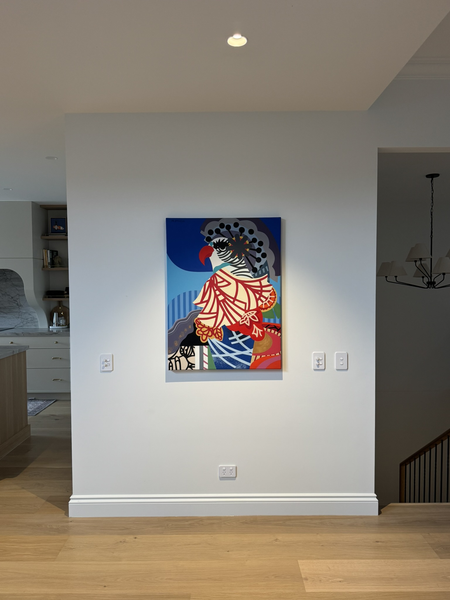 Picture hanging, statement art and large mirror installation in Teneriffe. Secure fixings for woolstore and apartment concrete walls. Book today.