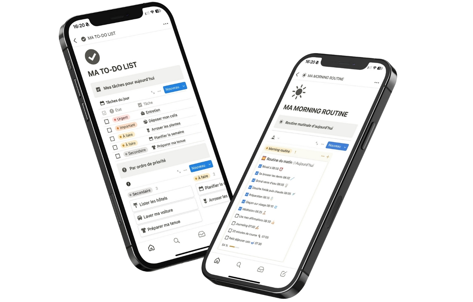 Template Notion Second Cerveau affiché sur mobile - aperçu des fonctionnalités