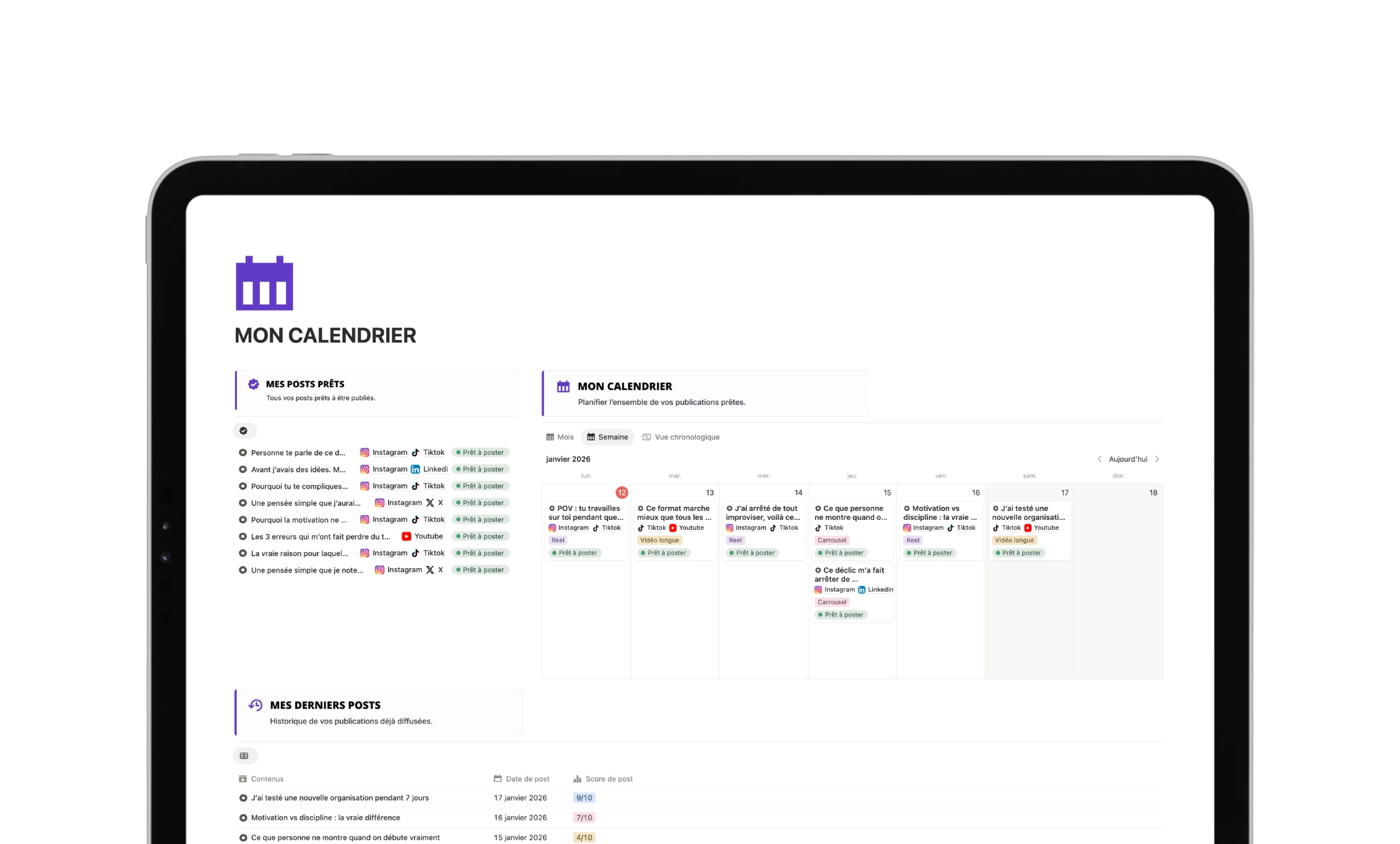 Template Notion Second Cerveau - Suivi des habitudes et progression avec graphiques