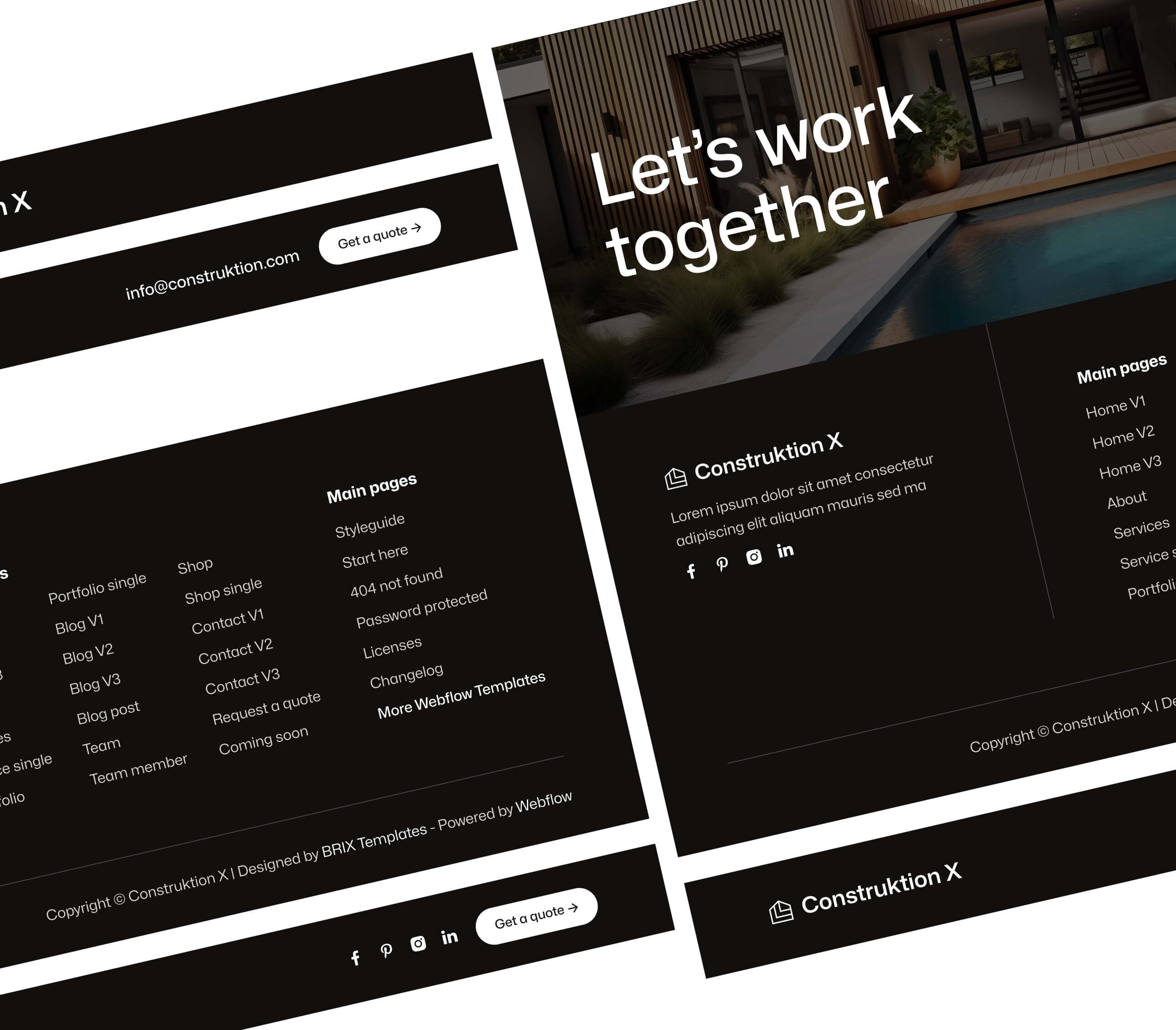 Construktion X - 3 Headers And Footers - Construction Webflow Template