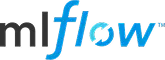 MLflow logo with stylized letters in black and blue.