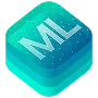 Core ML app icon with stylized letters 'ML' on a layered blue-green hexagonal background.