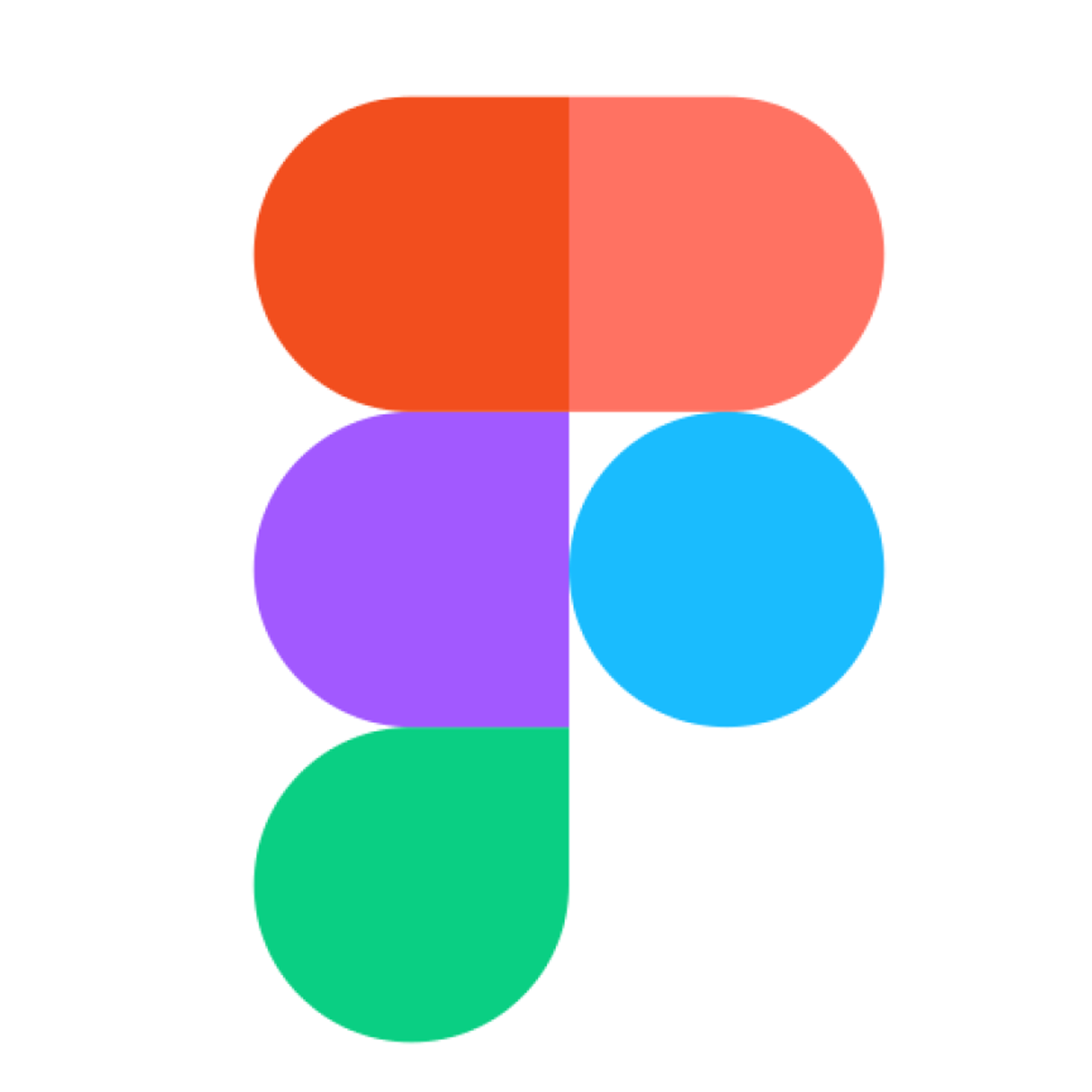 Figma logo composed of five colorful geometric shapes: two red rounded rectangles on top, a purple rounded shape, a blue circle, and a green rounded shape at the bottom.