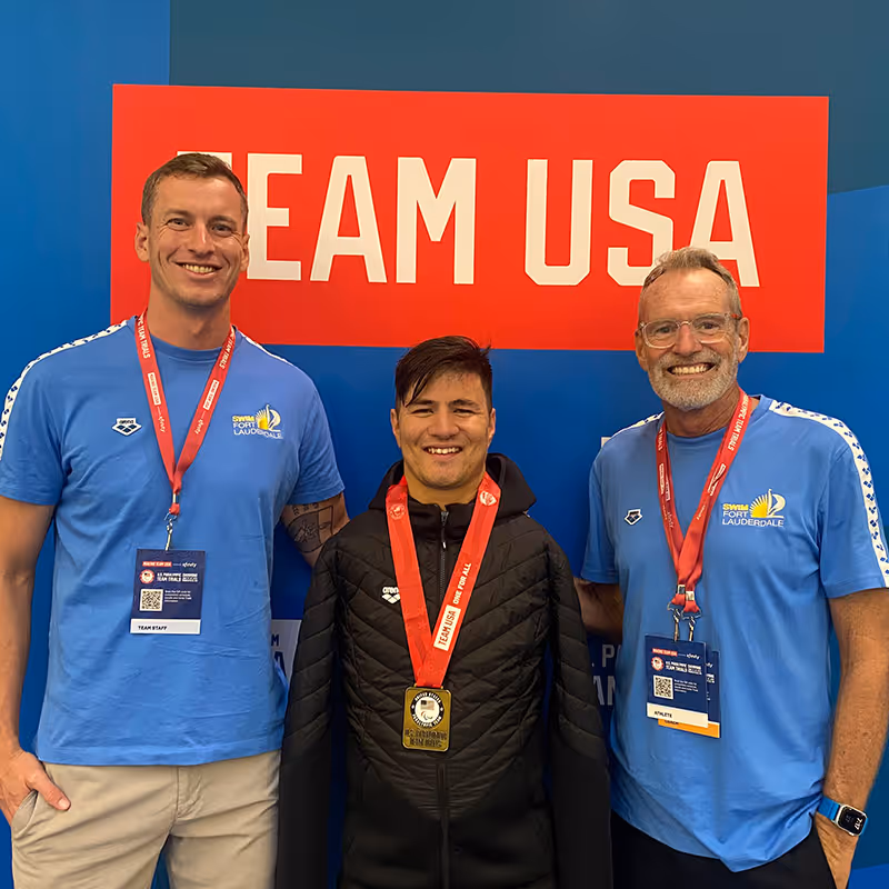 Left to right: Zach McGinnis, Paralympic Silver medalist Abbas, Marty Hendrick