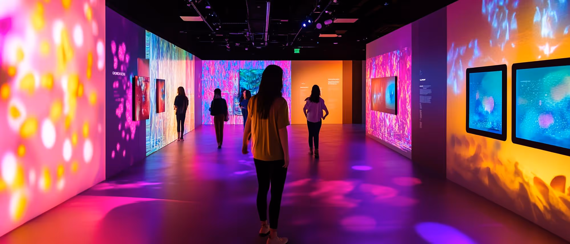 Visitors exploring a digital projection-based museum experience designed by Pro Digital in Bangalore