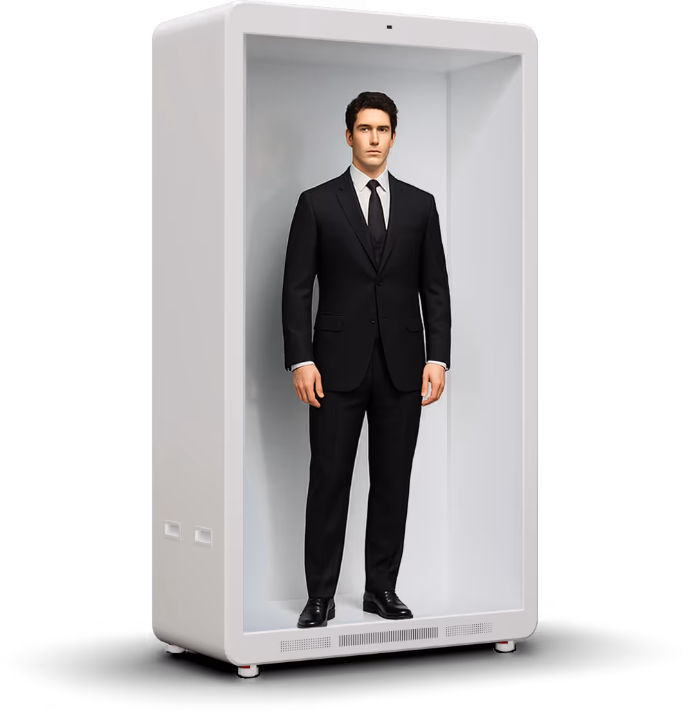 Life-size holographic display of a digital human presenter inside ProVerse H1 for remote communication
