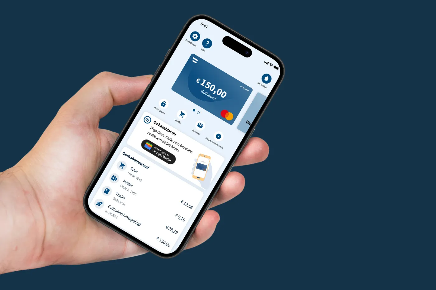 Einblick in den Zahlungsverlauf der Schulstart-App am Mobiltelefon