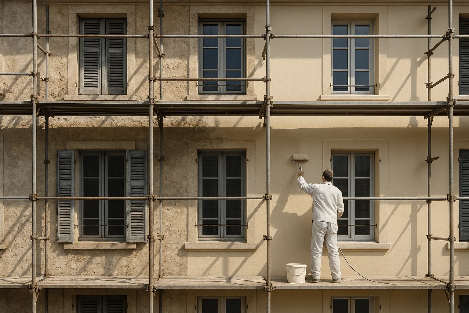 Ravalement de façade en cours dans la Drôme par DLS Façade