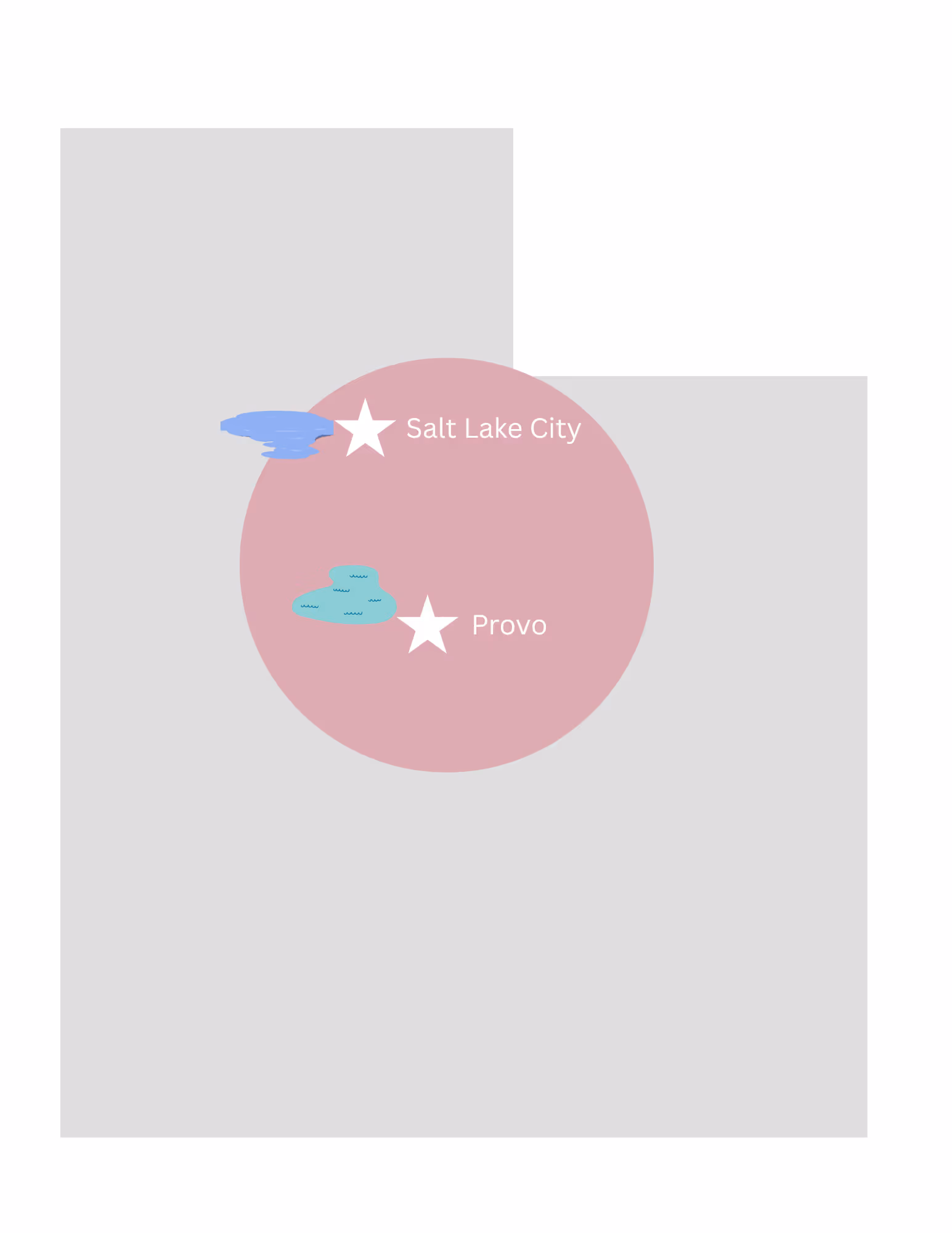 A graphic of Utah and the areas we are willing to service