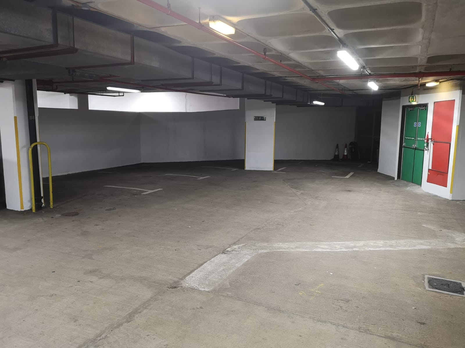 Repainted fire doors in the Harrogate Conference Centre car park