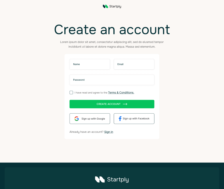 Startply X - Create An Account Page - Multi-Purpose Startup Webflow Template