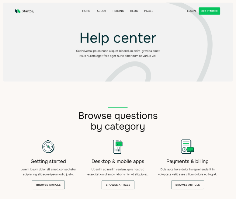 Startply X - Help Center Page - Multi-Purpose Startup Webflow Template