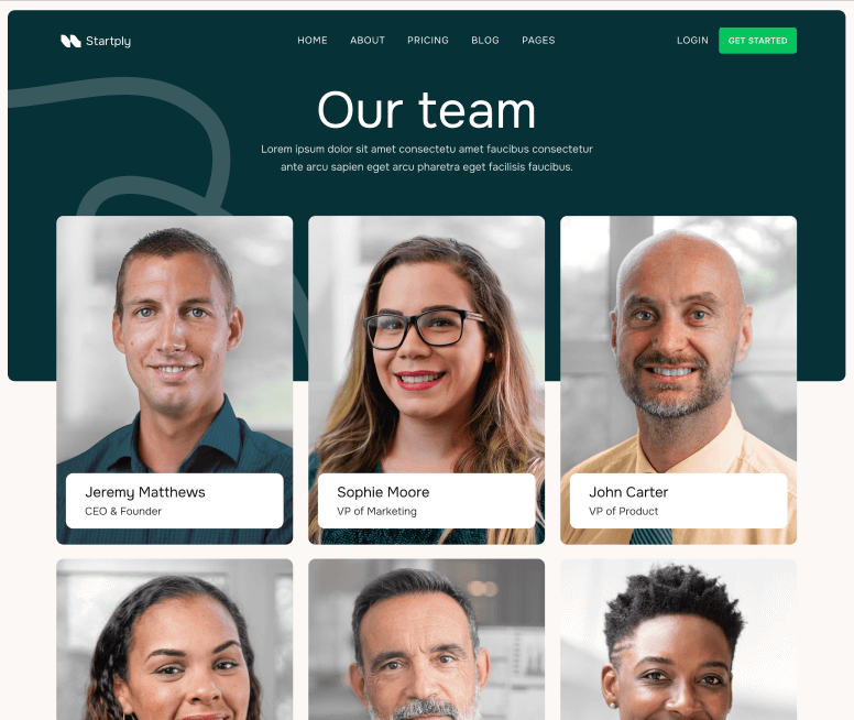 Startply X - Team Page - Multi-Purpose Startup Webflow Template