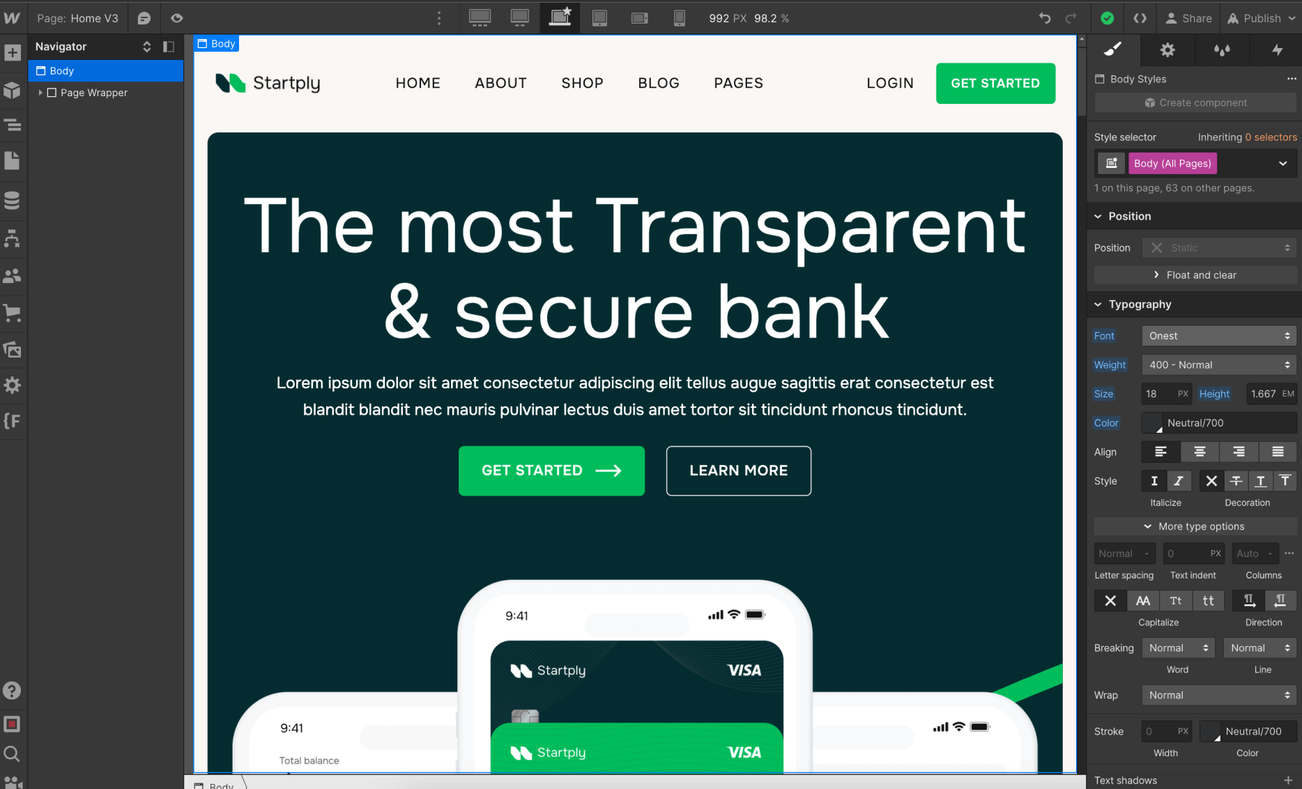 Typography - Startply X Webflow Template