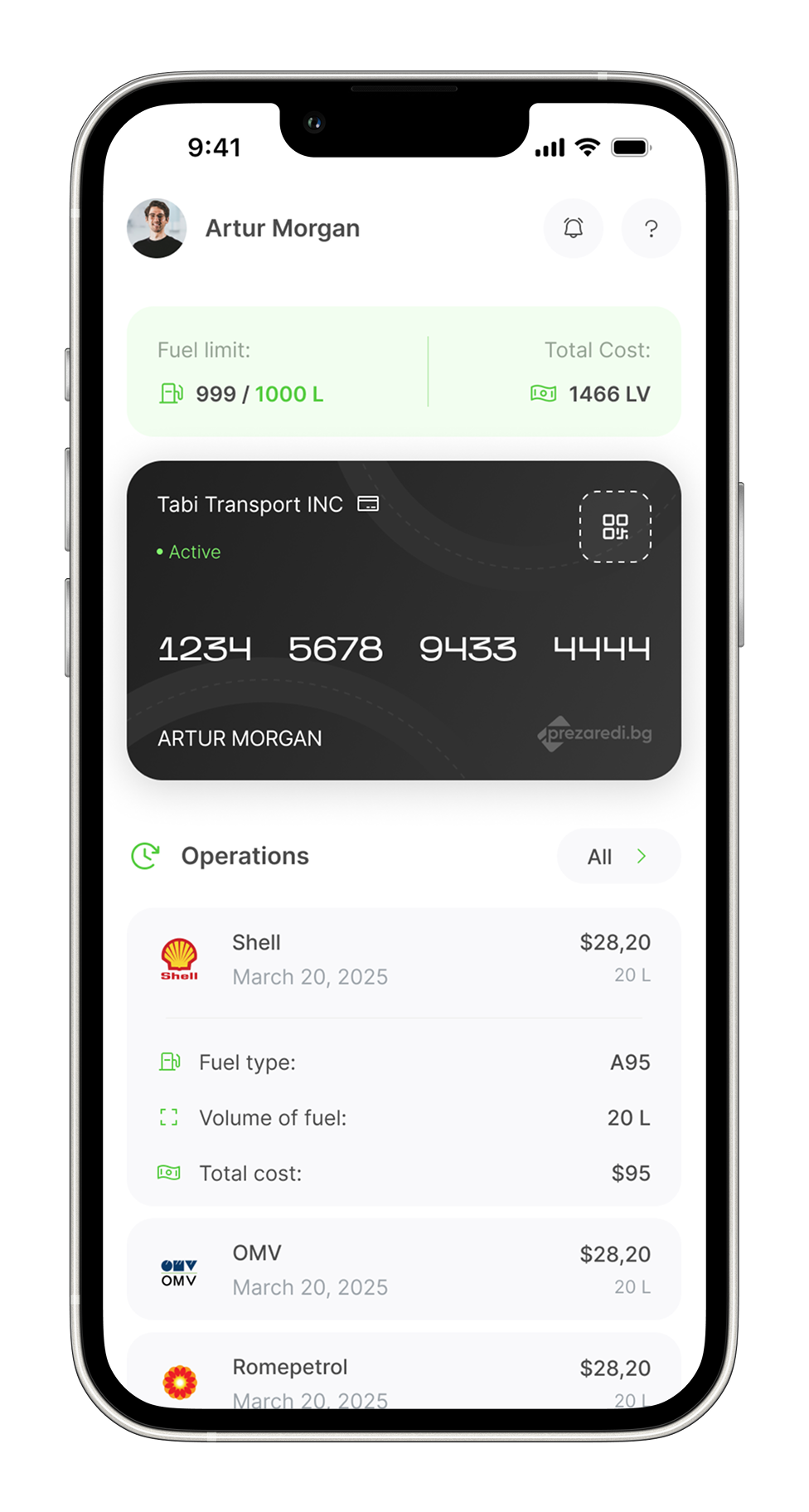 digital card screen prezaredi app