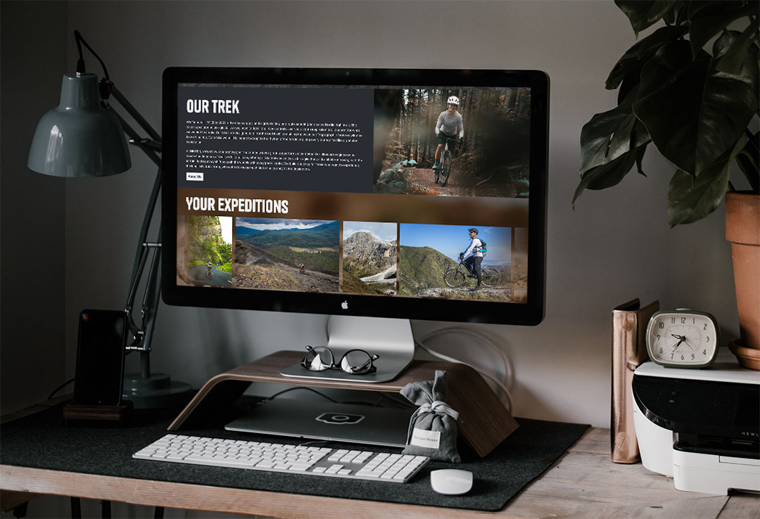 A desktop showing the HInter website sections for Our Trek and Your Expeditions 