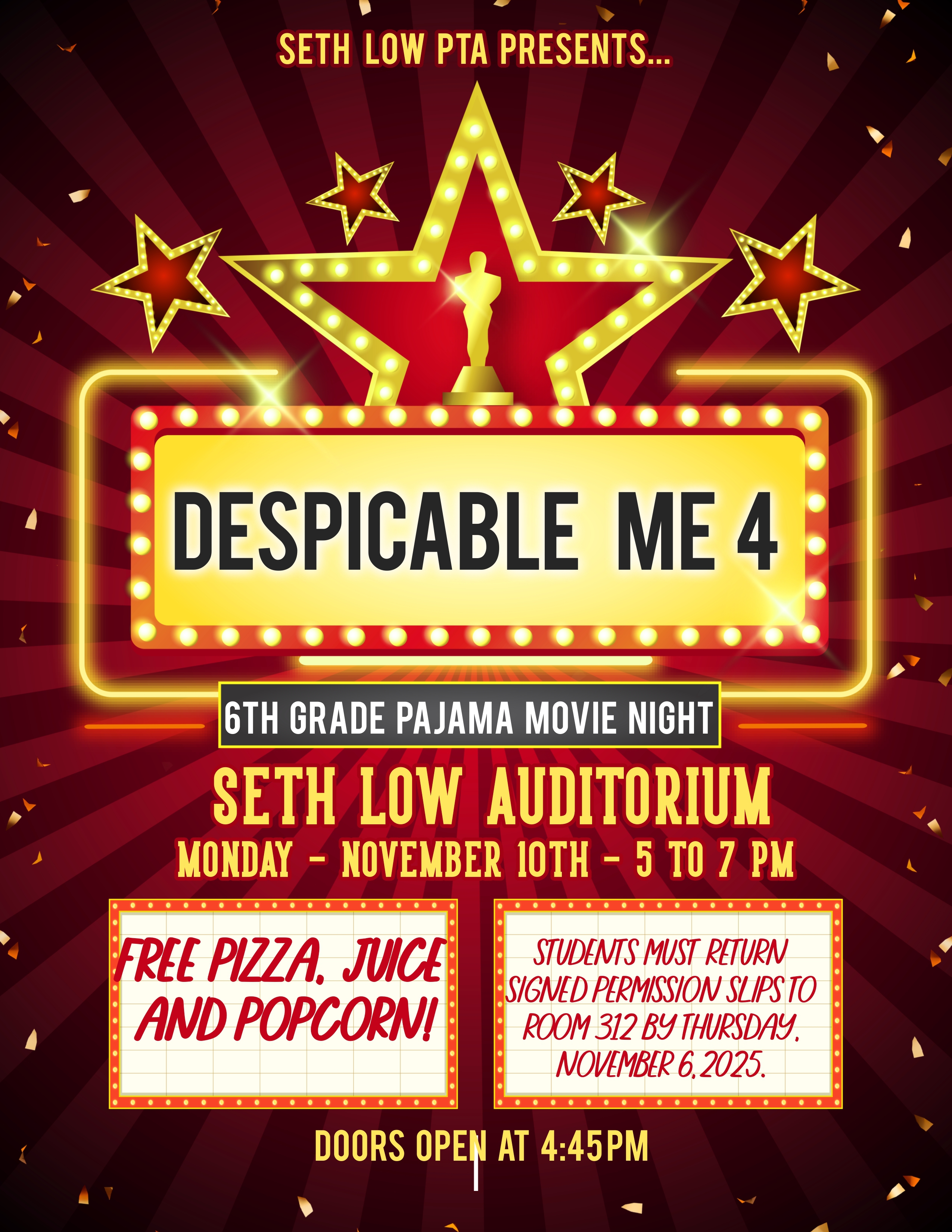 6th grade movie night flyer
