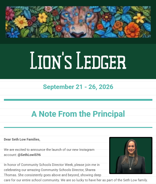 Lion's Ledger Newsletter flyer