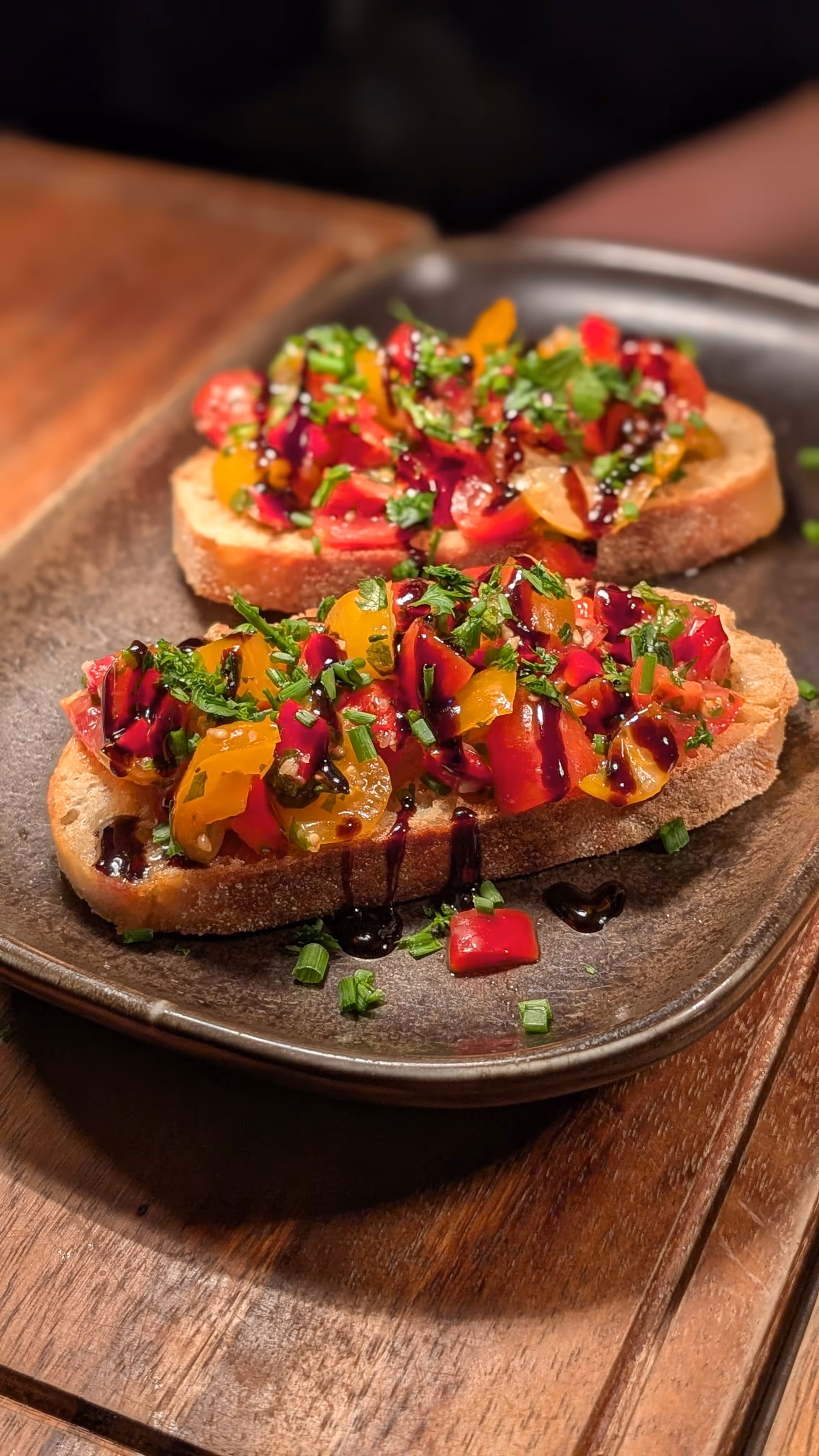 Tomato and basil bruschetta at Bodega 1830