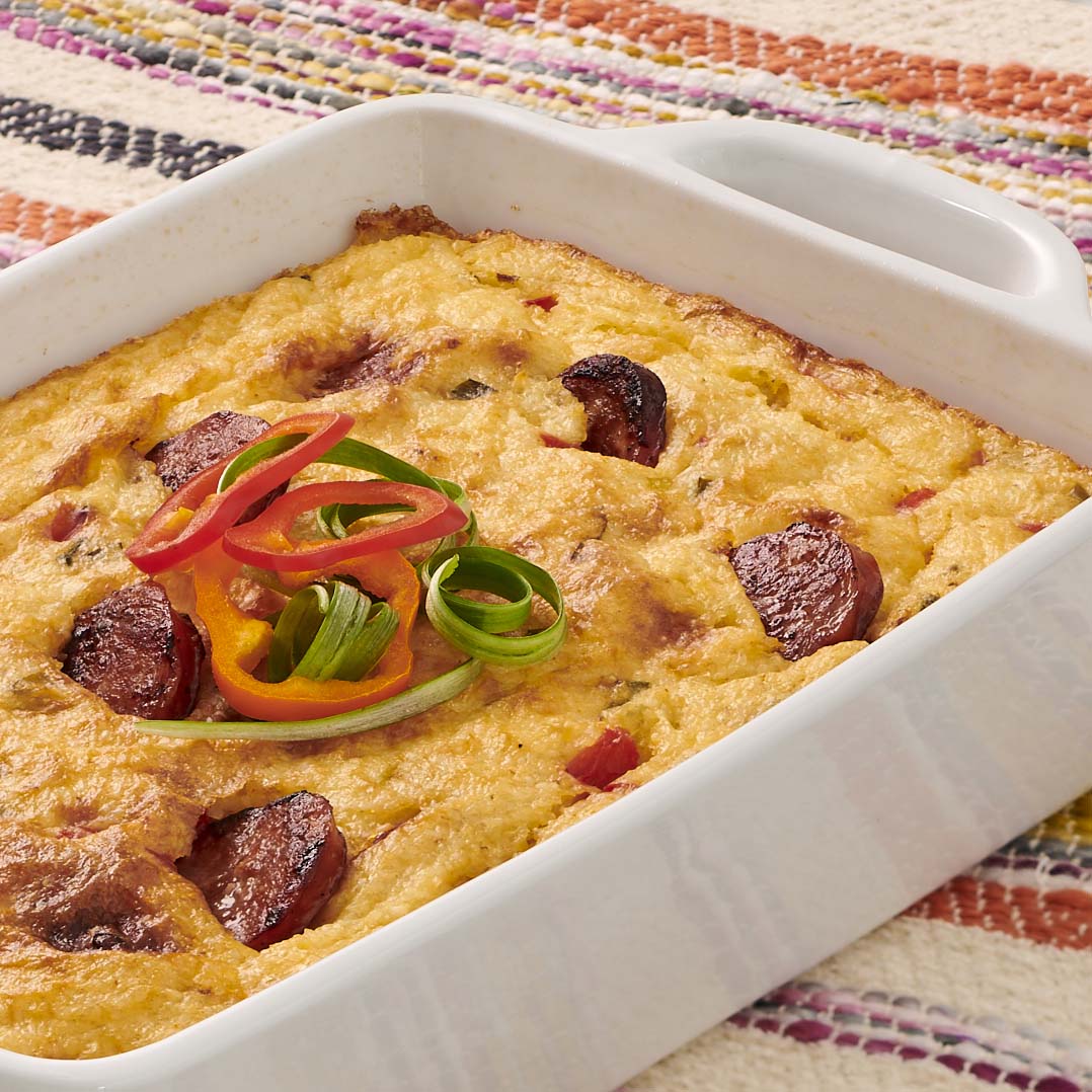 Cheesy Grits Casserole with Smoked Sausage