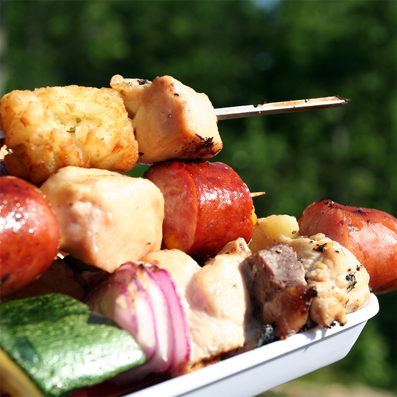Cajun Chicken & Sausage Kebabs