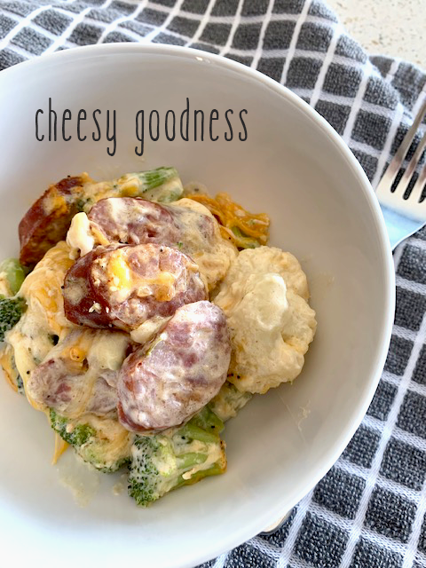 Cheesy Broccoli, Sausage & Cauliflower Casserole