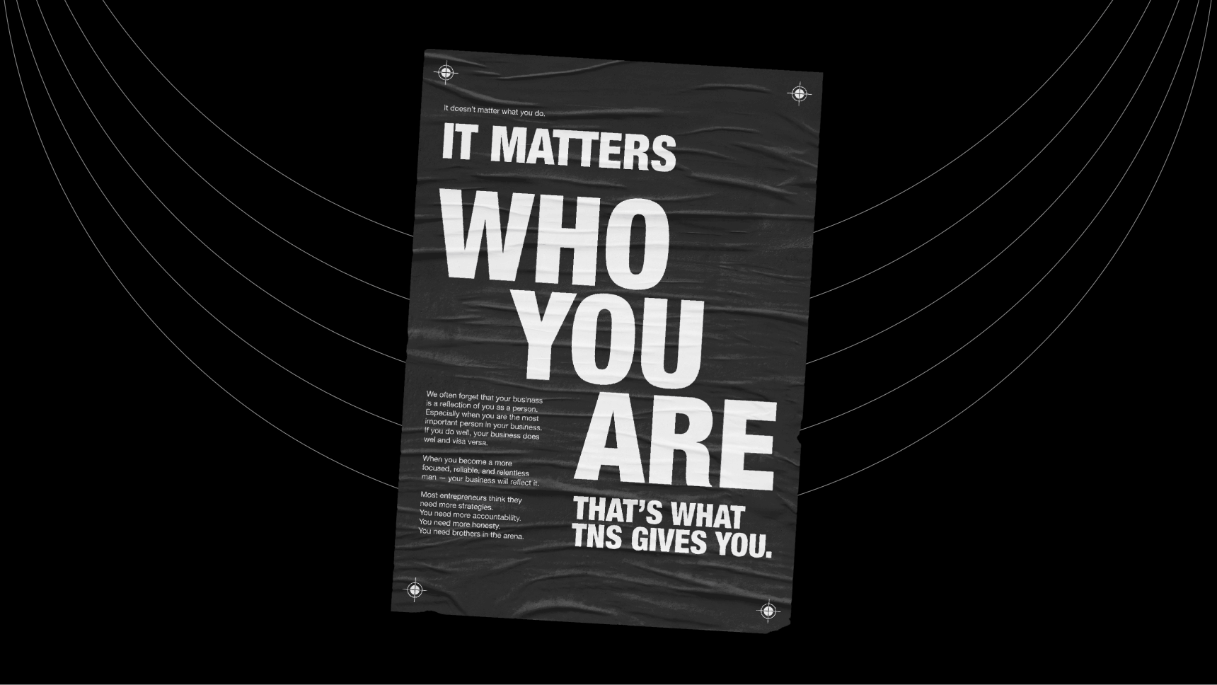 Manifesto-style visual from The New Standard website reinforcing the brand’s core message and values