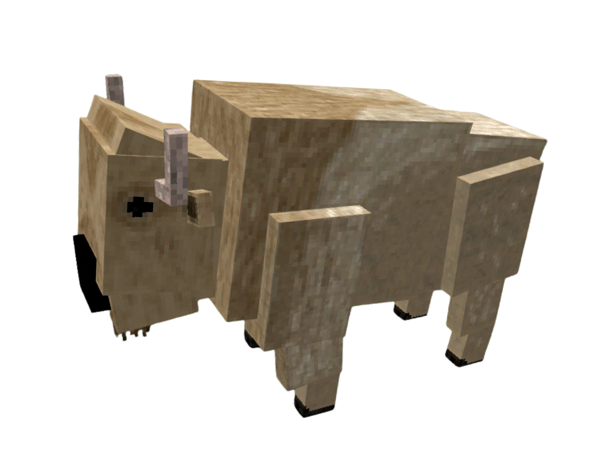 Pixelated blocky buffalo model in Minecraft style with beige and brown texture.
