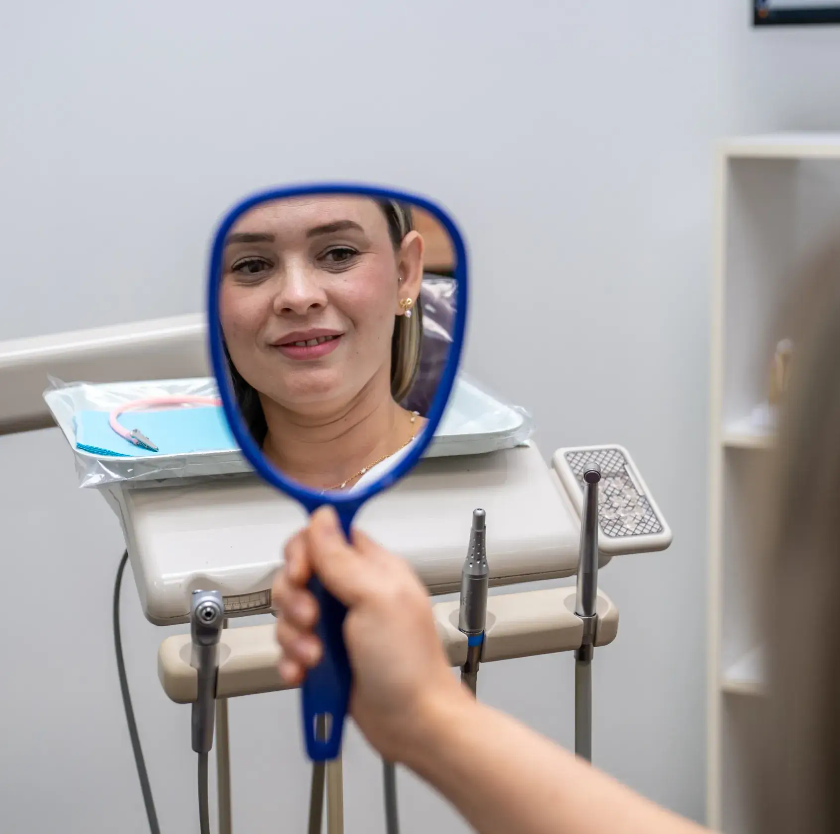 Patient looking at the mirror