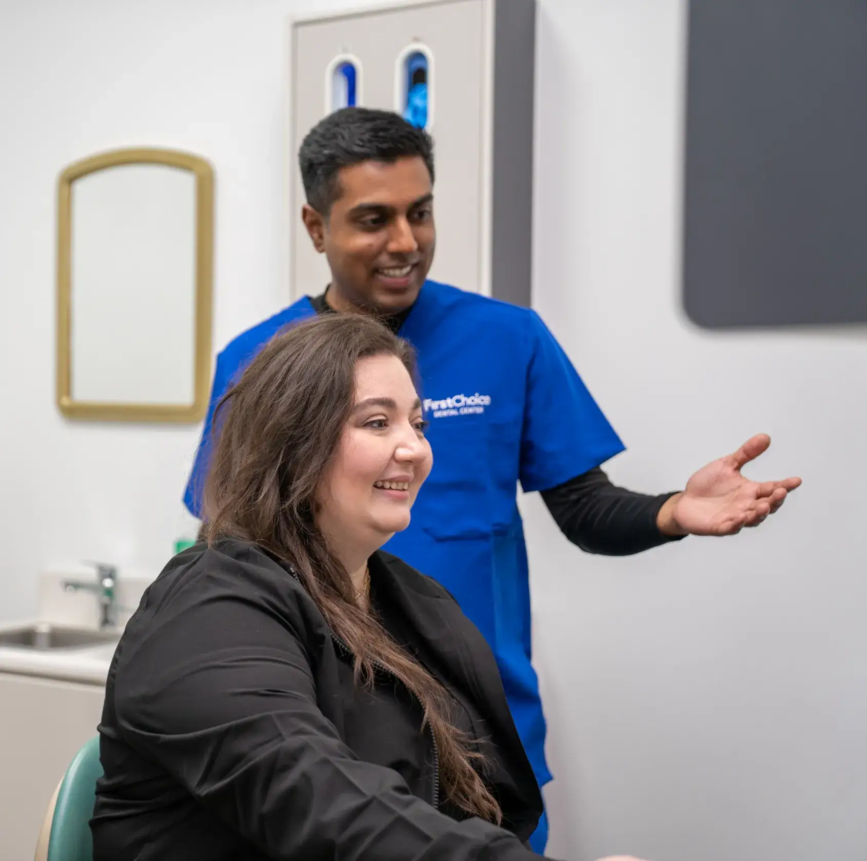 Dr. Patel talking to a patient