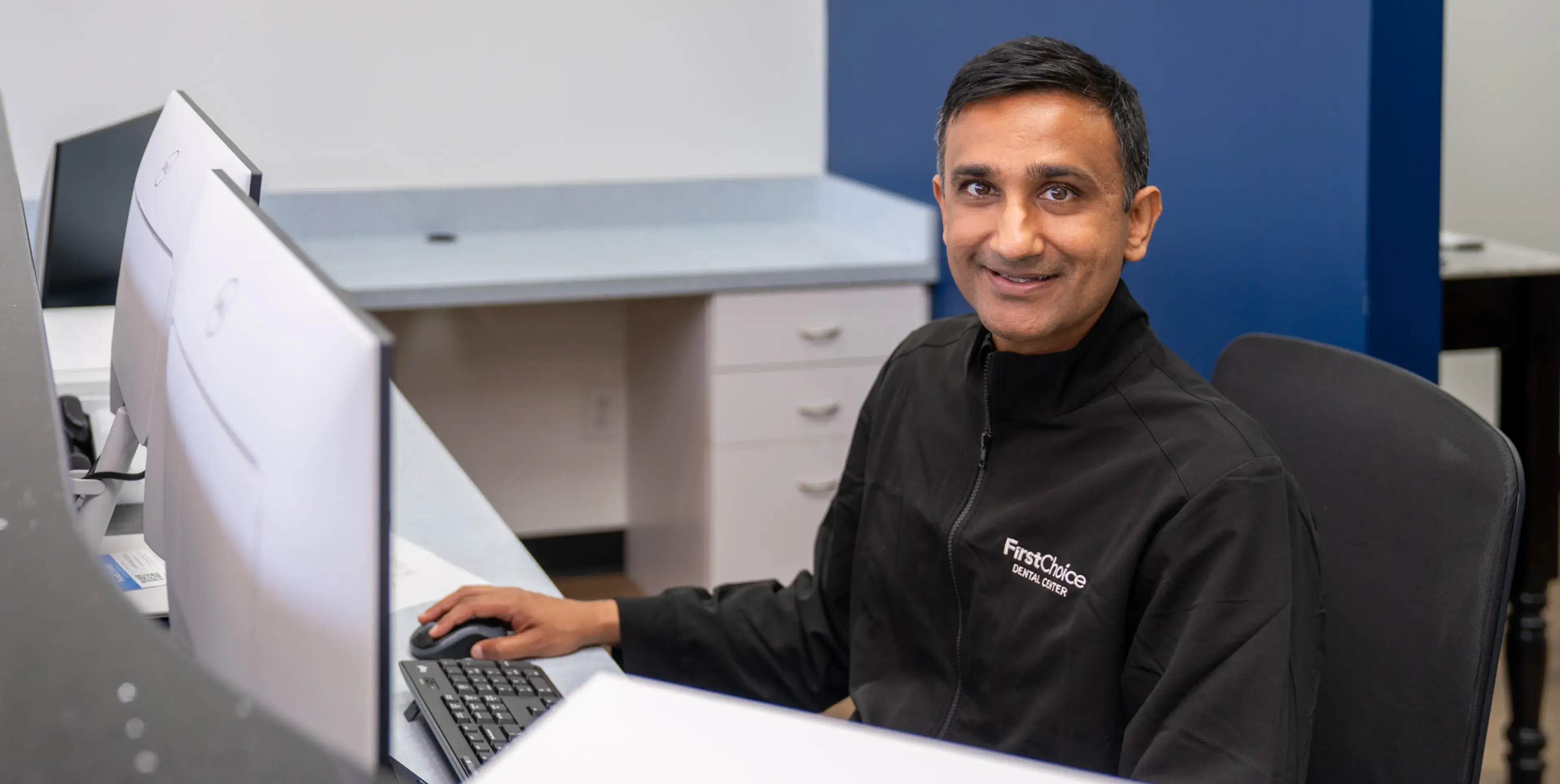 Team member on the computer