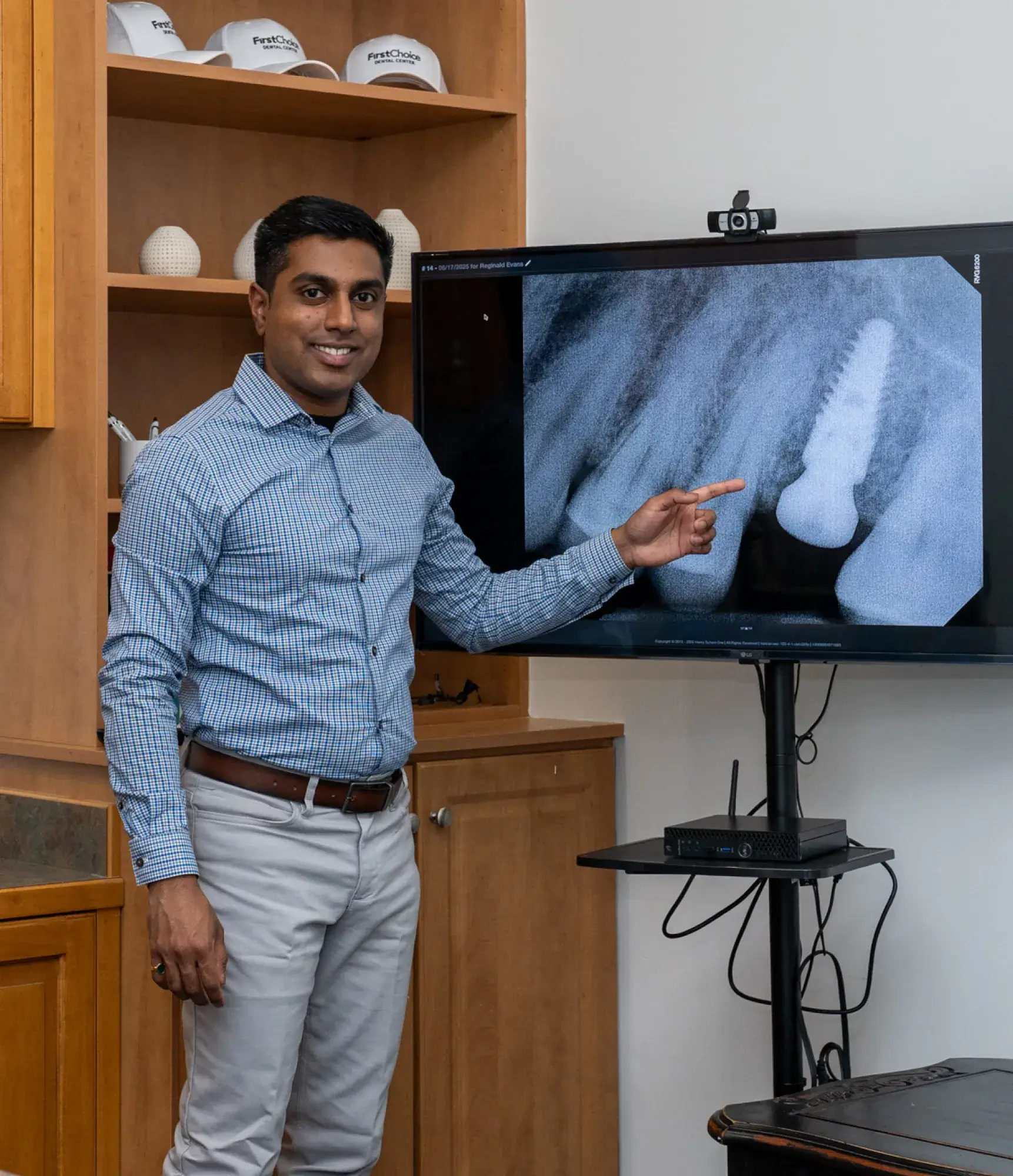 Dr. Patel showing an x-ray image